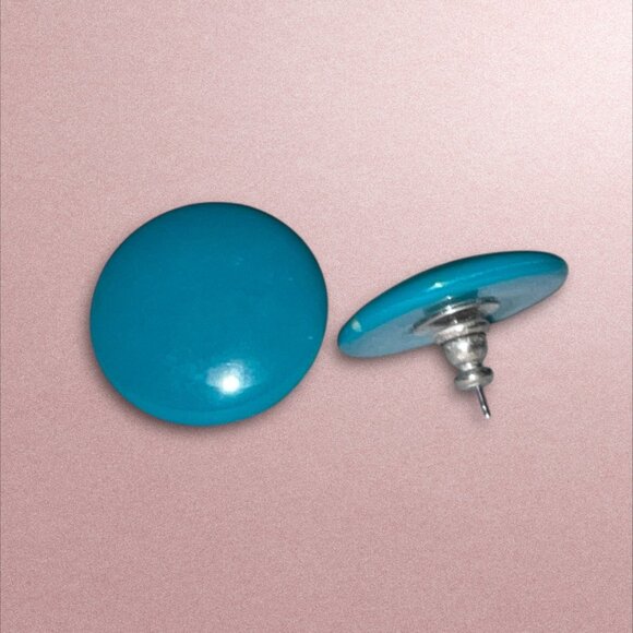 Vintage-Inspired Blue Resin Round Stud Earrings - Picture 1 of 3